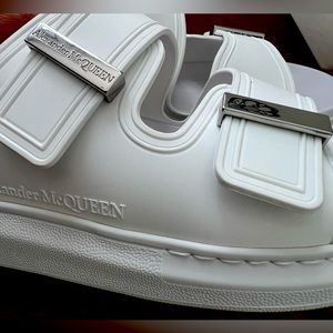 NIB Alexander McQueen Hybrid Slide Two-Band Rubber Slides White